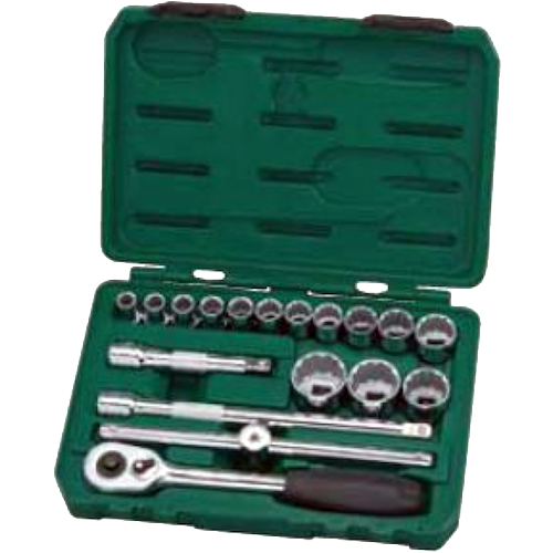 SATA 09204 Socket Set 18pc, 1/2", 3kg, Metric